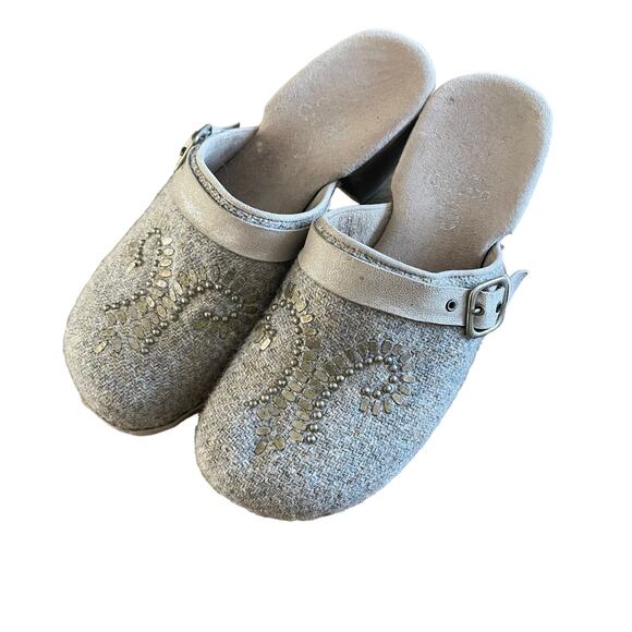 Calleen Cordero Gray Studded Wooden Heel Mule Clog Size 7 - Picture 2 of 10